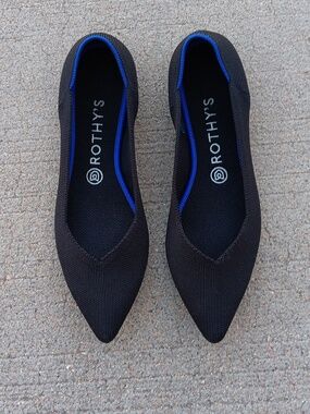 Rothy's The Point Black Pointy Toe Flats Shoes Womens 9.5